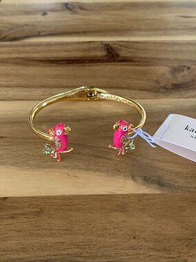Kate Spade Haute Stuff Parrot Open Hinge Bangle Bracelet NWT